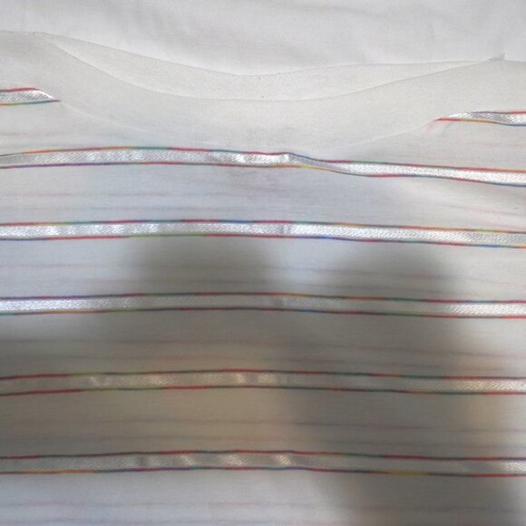 Vintage Style Plus of California Ladies Rainbow Ribbon Inlay Top Sz M - Picture 2 of 6